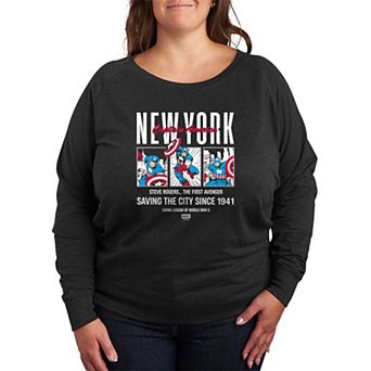 Plus Size Marvel Captain America French Terry Long Sleeve Tee