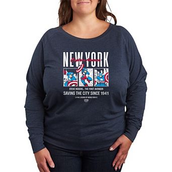 Plus Size Marvel Captain America French Terry Long Sleeve Tee
