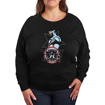 Plus Size Marvel Captain America Sam Wilson French Terry Long Sleeve Tee