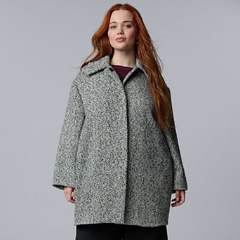 Plus Size Simply Vera Vera Wang Drop Shoulder Cocoon Coat