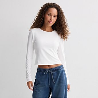 Juniors' Pink Republic Long Sleeve Contour Crew Top