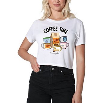 Juniors' Gilmore Girls Coffee Time Cropped Graphic Tee