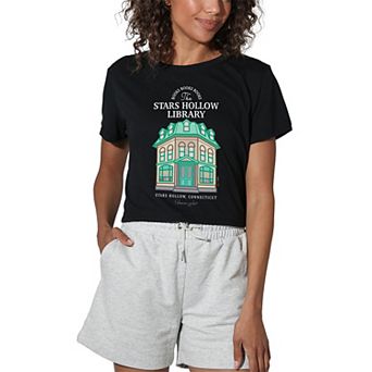 Juniors' Gilmore Girls Hollow Library Cropped Graphic Tee