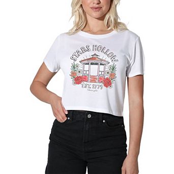 Juniors' Gilmore Girls Stars Hallow Gazebo Flora Cropped Graphic Tee
