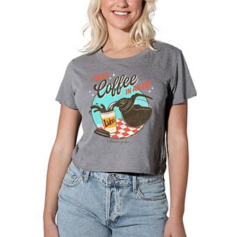 Juniors' Gilmore Girls Coffee In An IV Cropped Graphic Tee