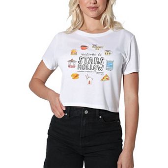 Juniors' Gilmore Girls Welcome To Stars Hollow Cropped Graphic Tee
