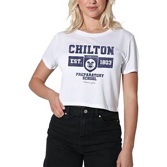 Juniors' Gilmore Girls Chilton Est 1803 Cropped Graphic Tee