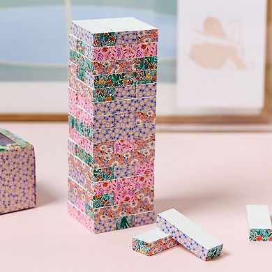 Journey of Something Floral Tumbling Tower Classic Wooden Blocks Stacking Game