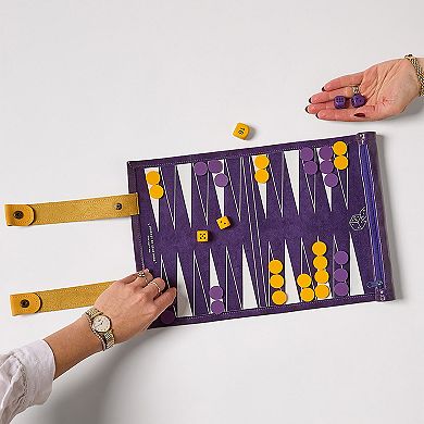 Journey of Something Backgammon Travel Ready Faux Leather Roll-Up Game