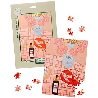 Journey of Something Lobster Lunch 100 pc Magnetic Art Puzzle Food-Wine Scene Jigsaw