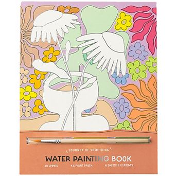 Hinkler Journey of Something 20-Sheet Water Painting Book with Brush & Floral Scenes