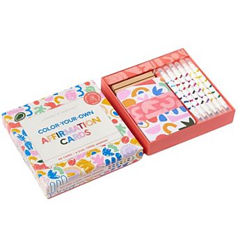 Hinkler Journey of Something Color Your Own Affirmation Cards 50 Cards & Dual-Tip Markers Art Kit
