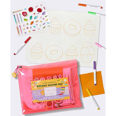 Hinkler Journey of Something Wipeable Silicone Mat - Reusable Coloring Kit & Stickers - Carry Pouch