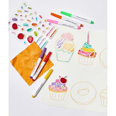 Hinkler Journey of Something Wipeable Silicone Mat - Reusable Coloring Kit & Stickers - Carry Pouch
