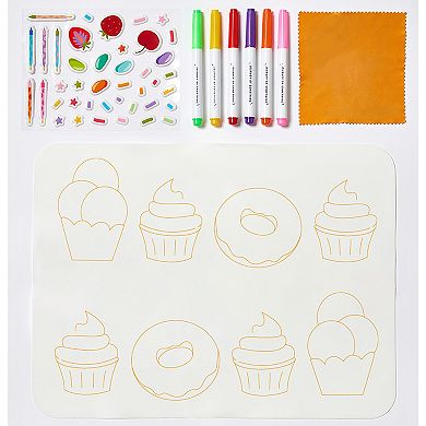 Hinkler Journey of Something Wipeable Silicone Mat - Reusable Coloring Kit & Stickers - Carry Pouch