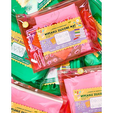 Hinkler Journey of Something Wipeable Silicone Mat - Reusable Coloring Kit & Stickers - Carry Pouch