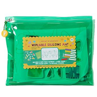 Hinkler Journey of Something Wipeable Silicone Mat - Reusable Coloring Kit & Stickers - Carry Pouch