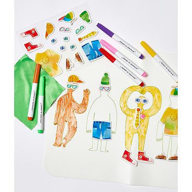 Hinkler Journey of Something Wipeable Silicone Mat - Reusable Coloring Kit & Stickers - Carry Pouch