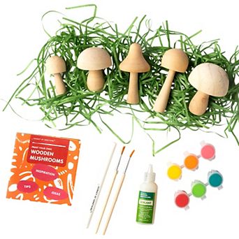 Hinkler Journey of Something Paint Your Own Wooden Mushrooms Craft Kit