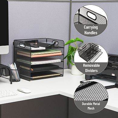 Mind Reader 5-Tier Mesh Paper Tray Desktop Organizer