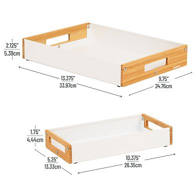 Mind Reader Metal & Wood Tiered Desktop Organizer Trays Set of 2