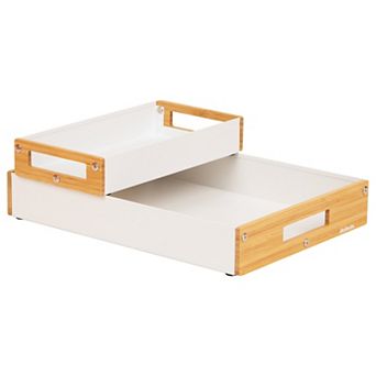 Mind Reader Metal & Wood Tiered Desktop Organizer Trays Set of 2