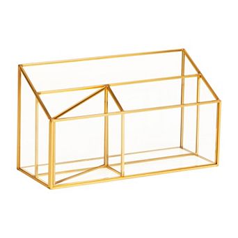 Mind Reader 4-Compartment Glass Desktop Organizer
