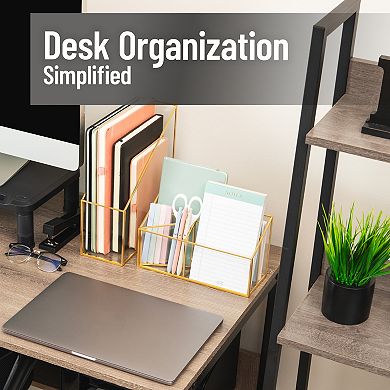 Mind Reader 4-Compartment Glass Desktop Organizer