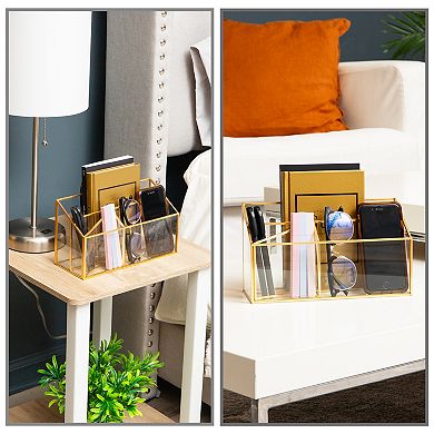 Mind Reader 4-Compartment Glass Desktop Organizer