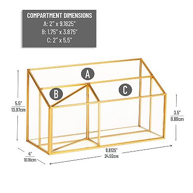 Mind Reader 4-Compartment Glass Desktop Organizer