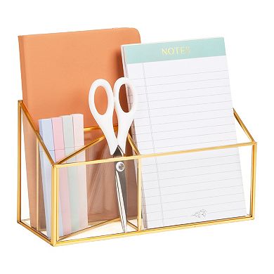 Mind Reader 4-Compartment Glass Desktop Organizer