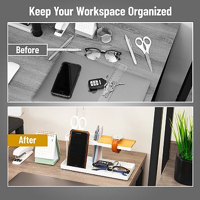 Mind Reader Steel & Wood Desktop Organizer Catchall Tray