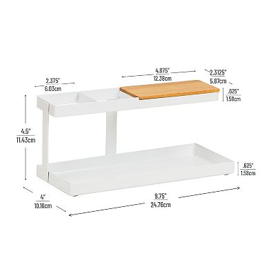 Mind Reader Steel & Wood Desktop Organizer Catchall Tray