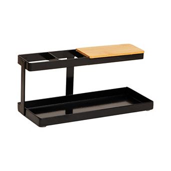 Mind Reader Steel & Wood Desktop Organizer Catchall Tray