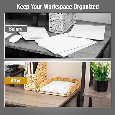 Mind Reader Rattan Paper Tray with Iron Frame
