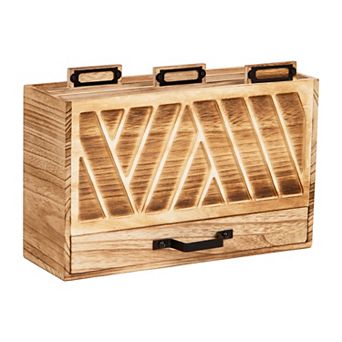 Mind Reader Natural Wood Desktop Mail Organizer with Drawer