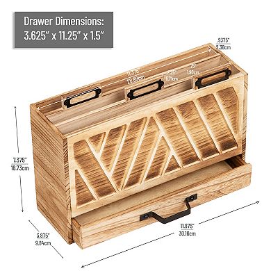 Mind Reader Natural Wood Desktop Mail Organizer with Drawer