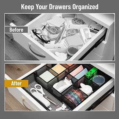 Mind Reader Expandable Mesh Desk Drawer Organizer