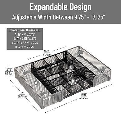 Mind Reader Expandable Mesh Desk Drawer Organizer