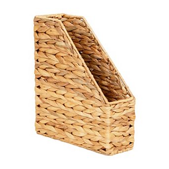 Mind Reader Rattan Vertical File Organizer with Iron Frame
