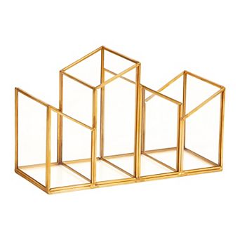 Mind Reader 4-Compartment Angled Glass Pen Holder