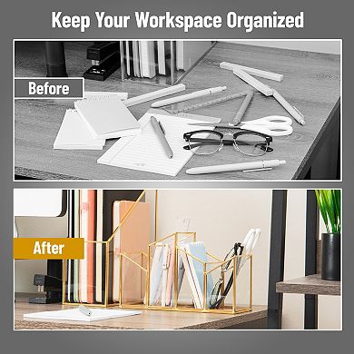 Mind Reader 4-Compartment Angled Glass Pen Holder