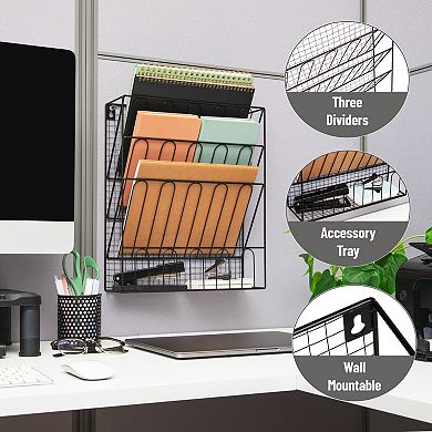 Mind Reader Metal Wire Desktop Organizer with Multi-Compartment Design