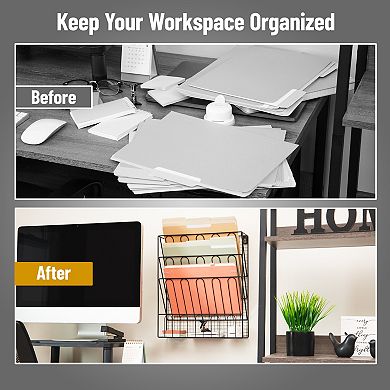 Mind Reader Metal Wire Desktop Organizer with Multi-Compartment Design