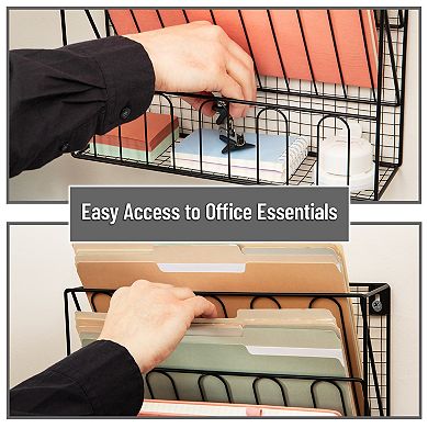 Mind Reader Metal Wire Desktop Organizer with Multi-Compartment Design
