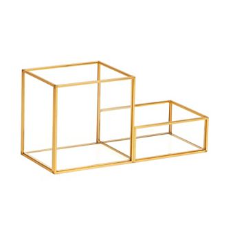 Mind Reader 2-Compartment Glass Catch-All Tray