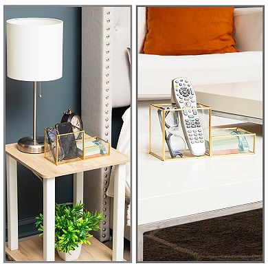 Mind Reader 2-Compartment Glass Catch-All Tray