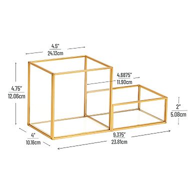 Mind Reader 2-Compartment Glass Catch-All Tray