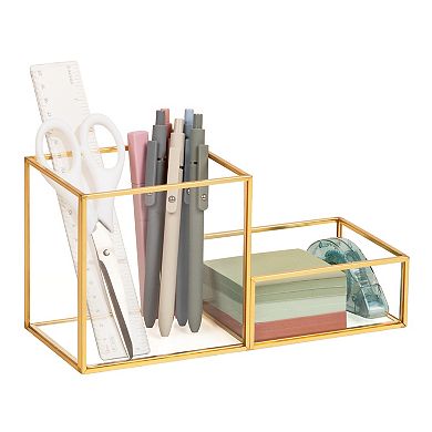Mind Reader 2-Compartment Glass Catch-All Tray