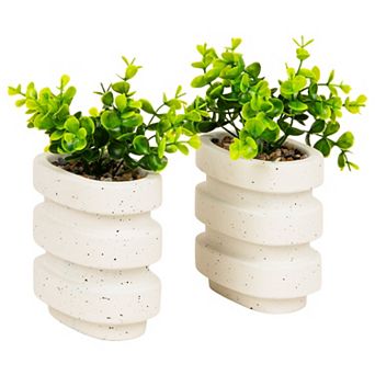 Mind Reader Ribbed Cement Planter Bookends Set of 2